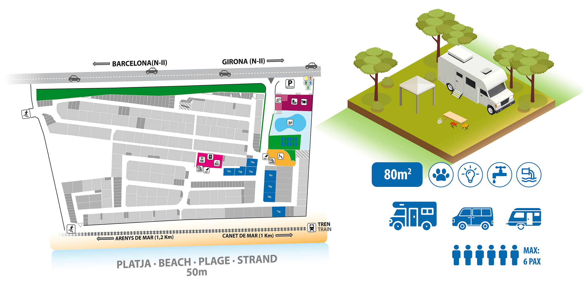Mapa de parcelas de camping premium
