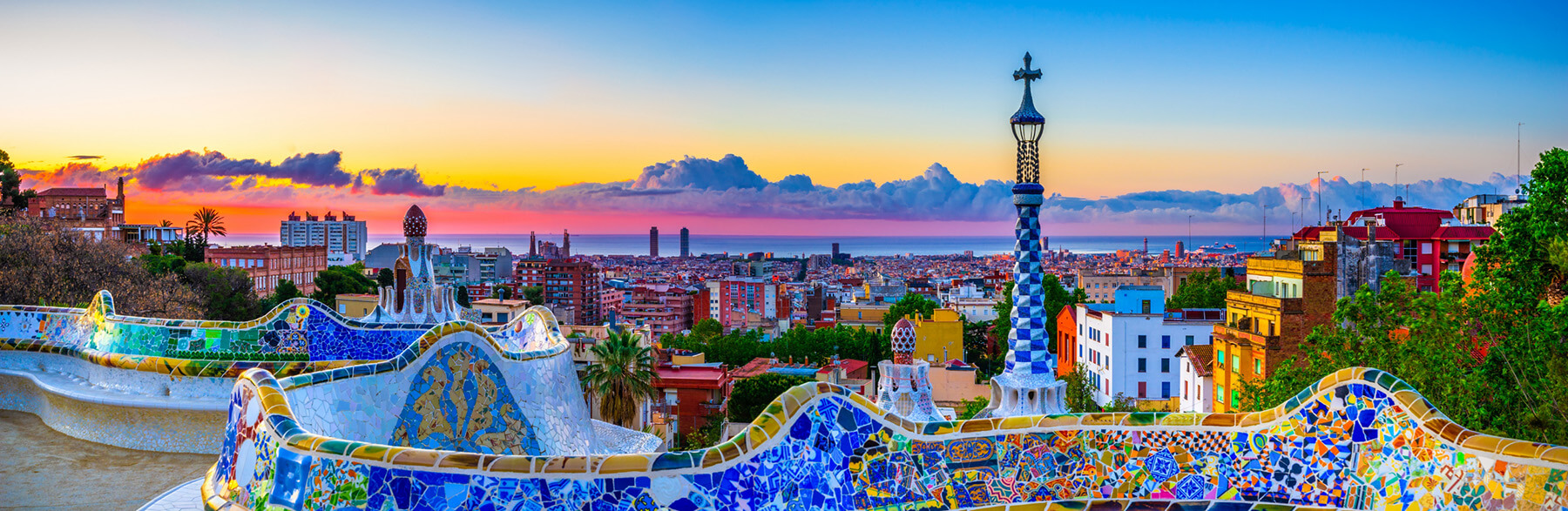 Paisaje del Parc Güell en Barcelona