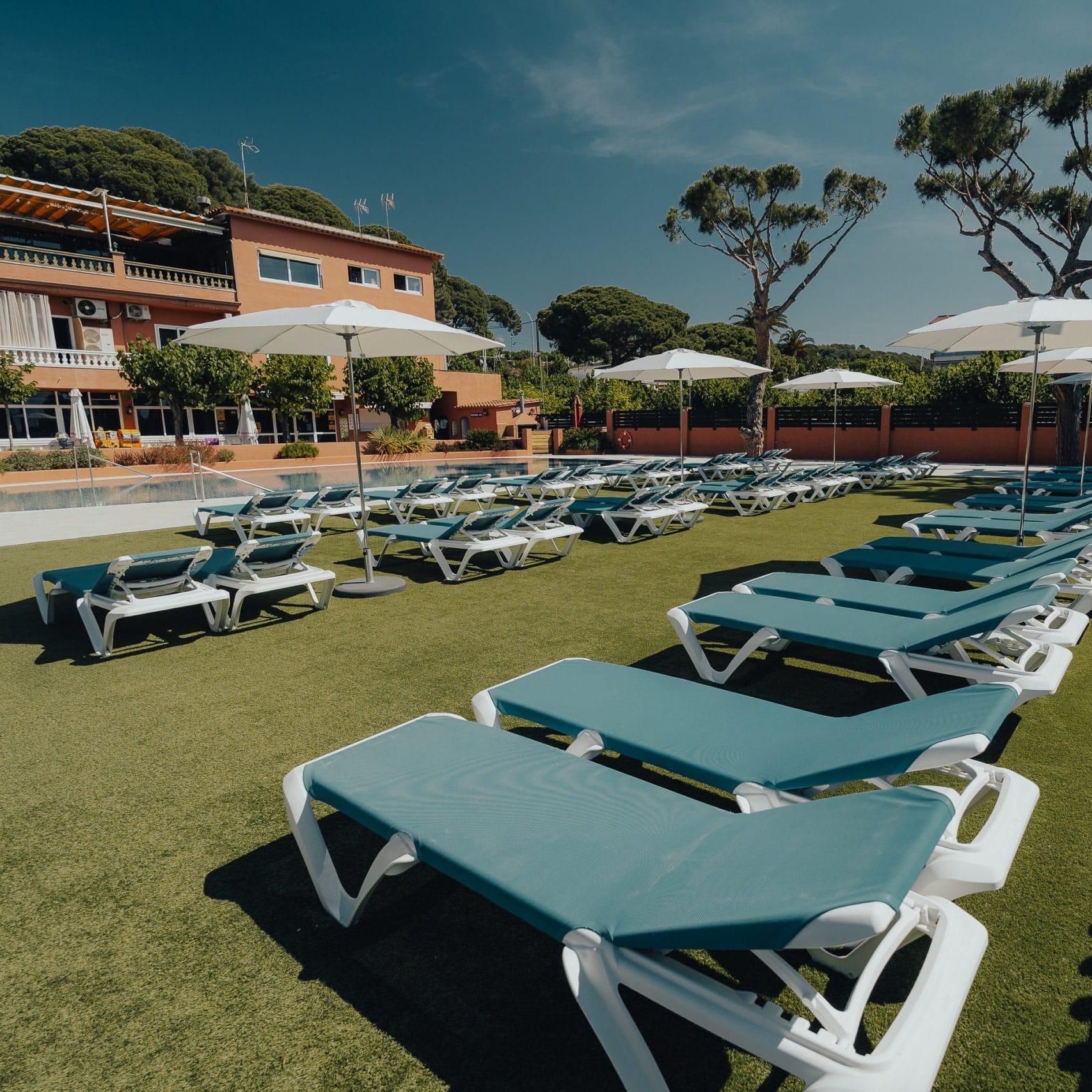 Área de piscina y solarium en El Toro Azul