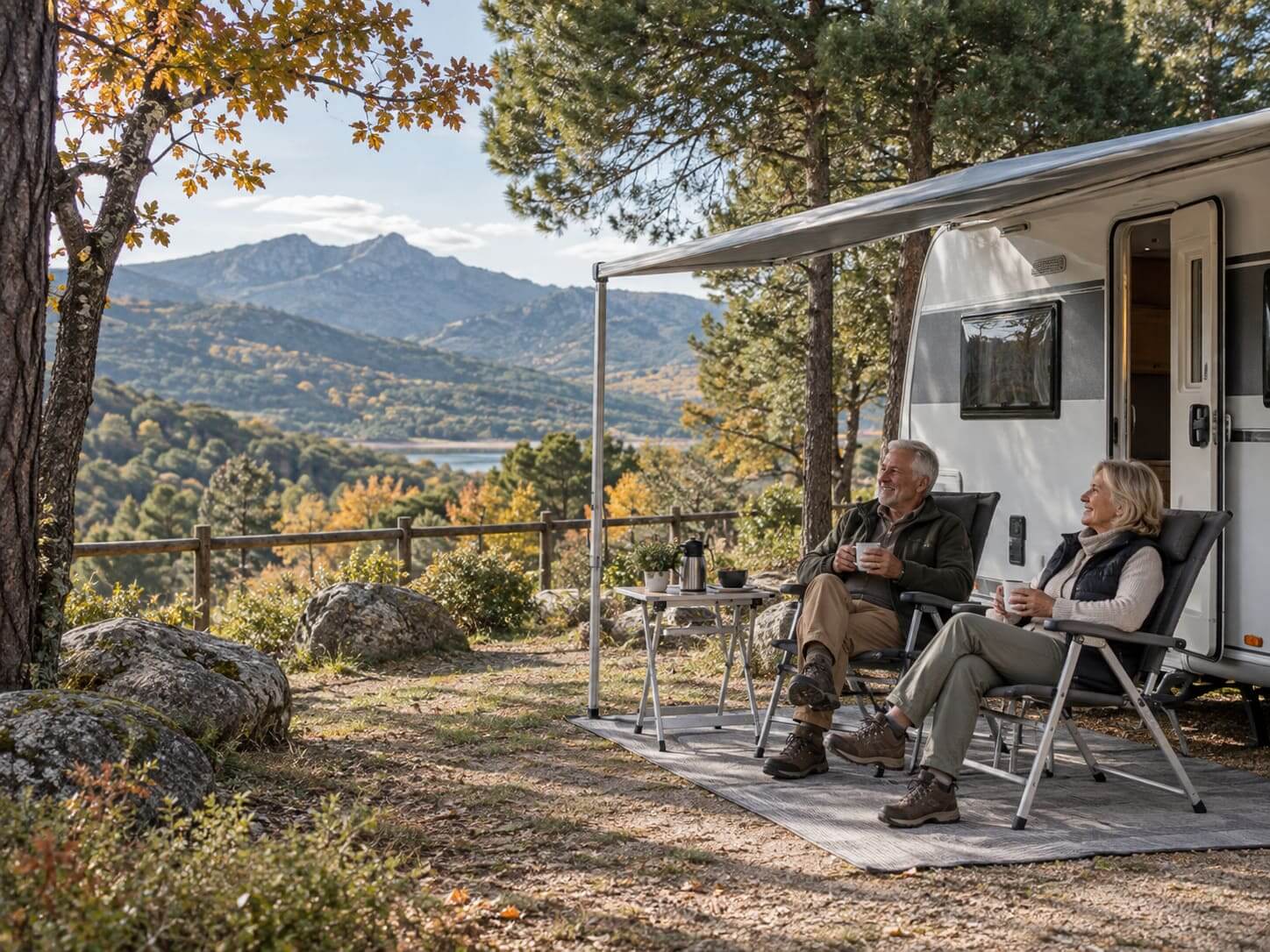 Viajeros senior en autocaravana
